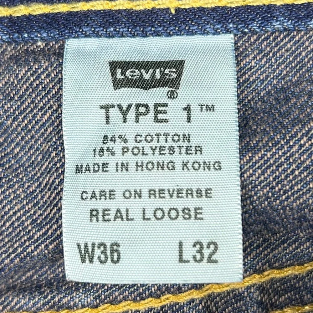 VTG Levi's Type 1 Real Loose Jeans Mens 36x32 Blue Baggy Wide Leg Y2K Streetwear